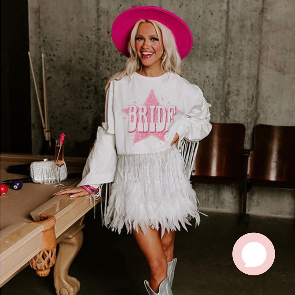 Bride Rhinestone Tassel Top in White - S / ivory